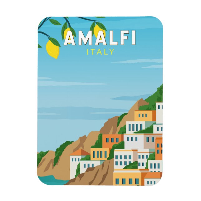Amalfi Italien Retro Reisen Vintag Magnet (Vertikal)