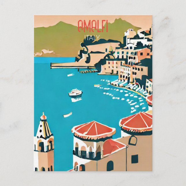 Amalfi Italien Retro Reisen Vintag Postkarte (Vorderseite)