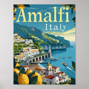 Amalfi Italien Vintage Berühmter Reiseort Poster
