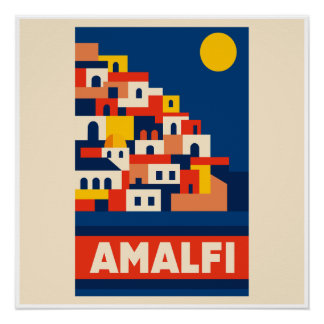 Amalfi Italien Vintage Reiseplakat Retro Küste Poster