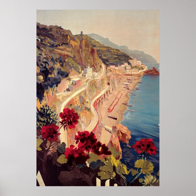 Amalfi, Italien Vintage Reisewerbung Poster (Vorne)