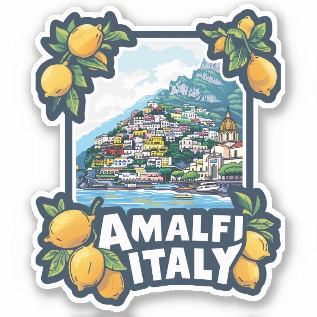 Amalfi Italien Vintage Travel Aufkleber (Vorderseite)