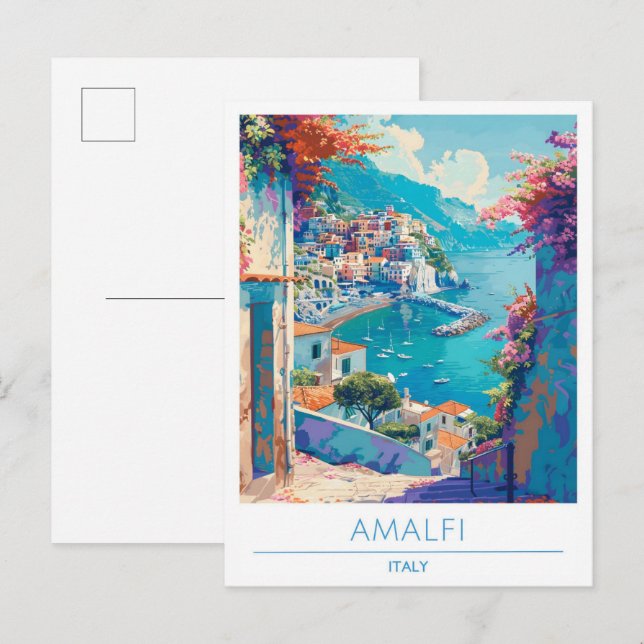 Amalfi Italien Vintage Travel Postkarte (Vorne/Hinten)