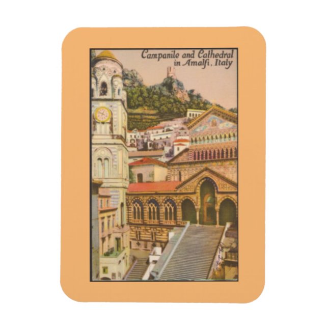 Amalfi, Italien, Vintages Campanile und Dommagn Magnet (Vertikal)