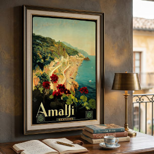 Amalfi Italienische Küste, Vintage-Reiseposter Ita Poster