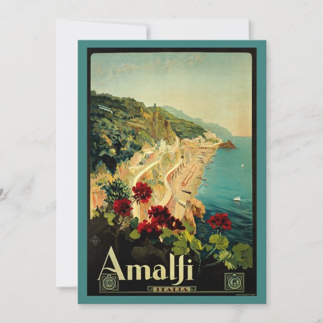 Amalfi Italienische Küste, Vintage Travel Poster I Einladung (Vorderseite)