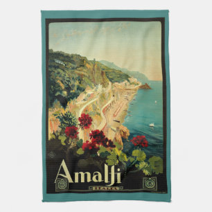 Amalfi Italienische Küste, Vintage Travel Poster I Geschirrtuch