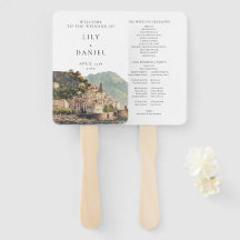 Amalfi Italienisches Wasserfarben-Hochzeitsprogram