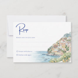 Amalfi-Küste Amore | Aquarell-Wasser-Hochzeit RSVP Karte