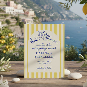 Amalfi-Küste Amore Zitronenstreifen-Hochzeit Save The Date