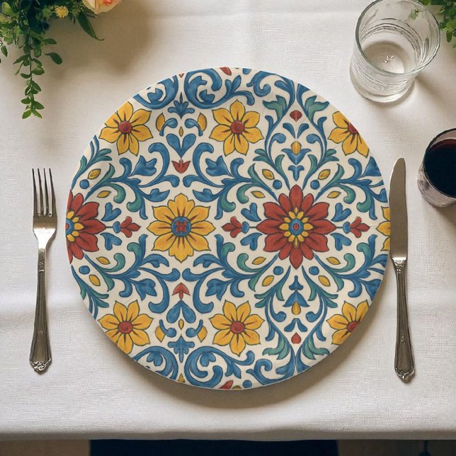 Amalfi Küste Blumen Elegante Bohemisch Botanisch Pappteller (Von Creator hochgeladen)