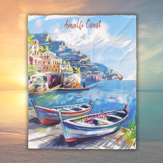 Amalfi Küste Italien Aquarellbilder | Fleecedecke (Von Creator hochgeladen)