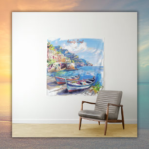 Amalfi Küste Italien Aquarellbilder   Wandteppich