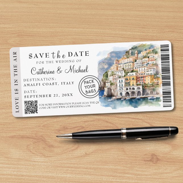 Amalfi Küste Italien Boarding Pass Ziel Save The Date (Von Creator hochgeladen)