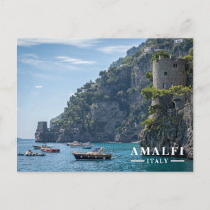 Amalfi-Küste Italien Boote und Turm Feiertagspostkarte