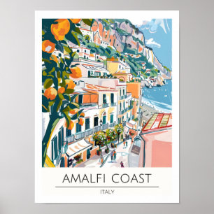 Amalfi-Küste Italien Kunst Illustration Reise Poster