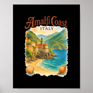 Amalfi-Küste Italien Muscheln Strand Urlaub Reisen Poster