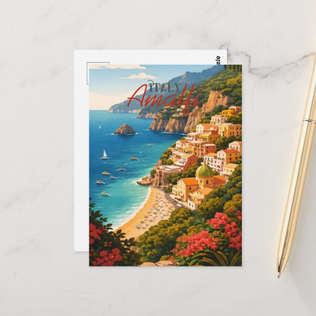Amalfi-Küste Italien Postkarte (Vorderseite/Rückseite Beispiel)