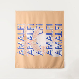 Amalfi Küste, Italien Reisen Kunst, Preppy, Orange Wandteppich