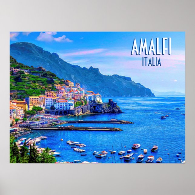 Amalfi Küste Italien Reisen Retro Poster (Vorne)