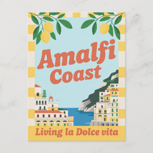 Amalfi Küste Italien Retro Living la Dolce Vita Postkarte (Vorderseite)