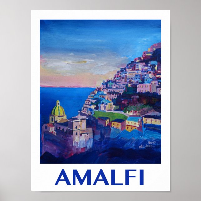 Amalfi Küste Italien Retro-Poster Poster (Vorne)
