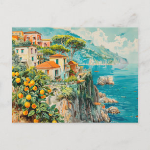 Amalfi Küste, Italien Retro Travel Postkarte