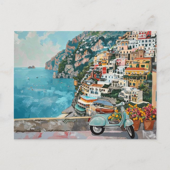 Amalfi Küste, Italien Retro Travel Postkarte (Vorderseite)