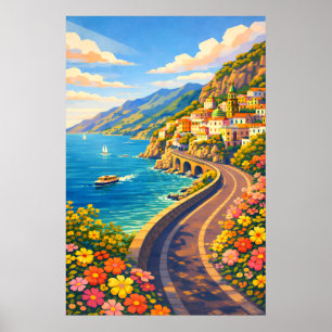 Amalfi-Küste Italien Riviera Vintage Reise Poster