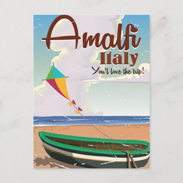 Amalfi Küste Italien Vintage Reiseplakat Druck Postkarte (Vorderseite)
