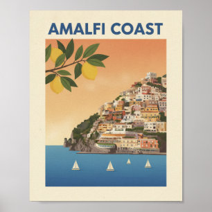 Amalfi-Küste Italien Vintage-Reiseposter - Positan Poster