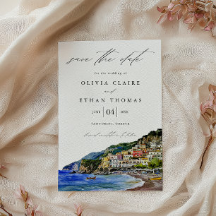 Amalfi Küste Italien Wasserfarben Hochzeit in Urla Save The Date
