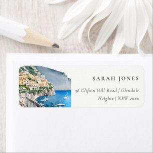 Amalfi Küste Italien Wasserfarben Landschaftsadres