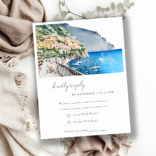 Amalfi Küste Italien Wasserfarbenwelt Hochzeit RSVP Karte