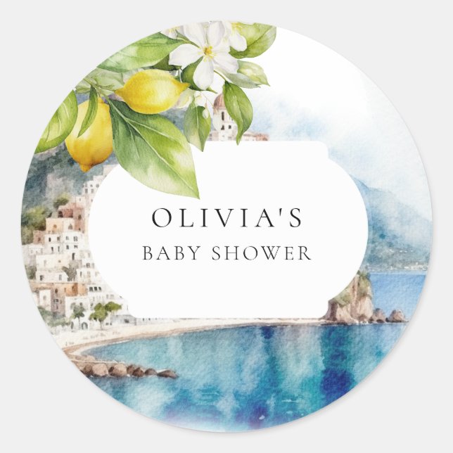 Amalfi Küste Italienischer Lemon Mittelmeer Party Runder Aufkleber (Vorderseite)