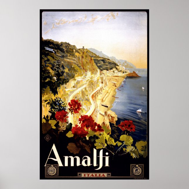 Amalfi Küste Italienisches Reiseplakat 1910 - 1920 Poster (Vorne)