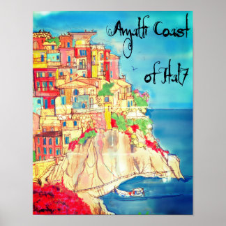 Amalfi Küste Italiens 11" X 14" Poster