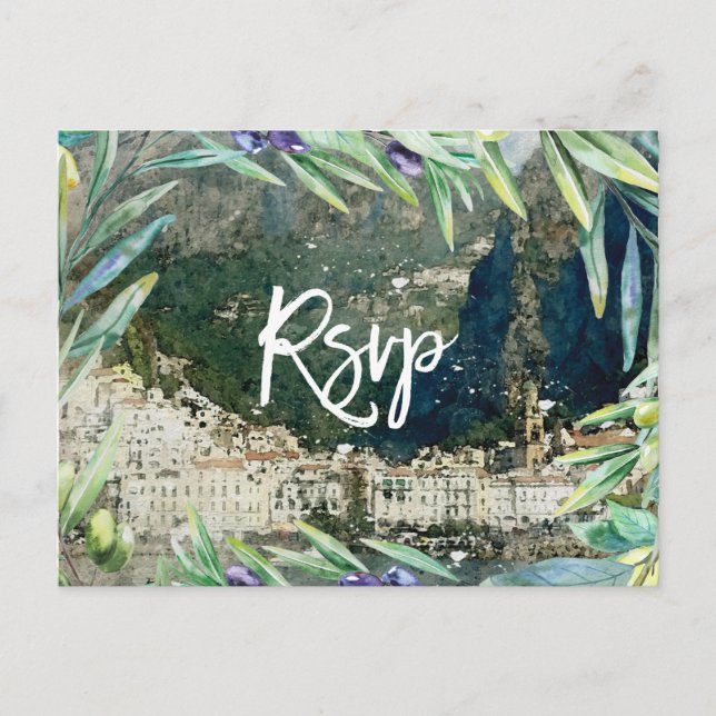 amalfi Küste, italy Oliven Hochzeit rsvp Postkarte (Vorderseite)