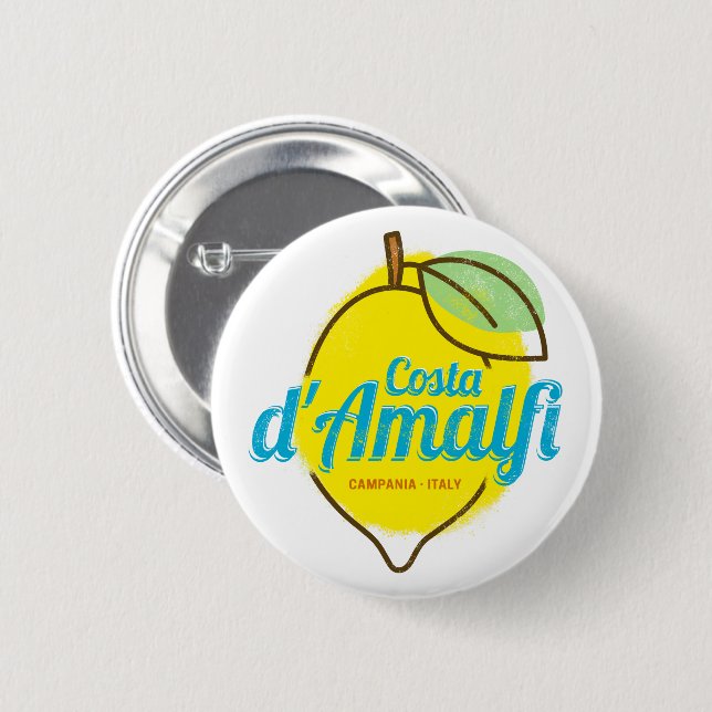 Amalfi Küste Lemon Italien Vintag Costa d'Amalfi Button (Vorne & Hinten)