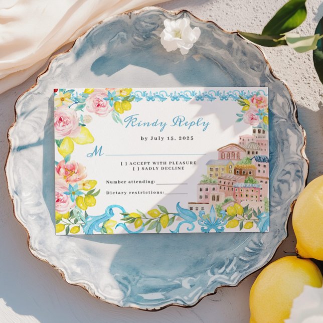 Amalfi Küste Mittelmeer Hochzeit RSVP Karte (Von Creator hochgeladen)
