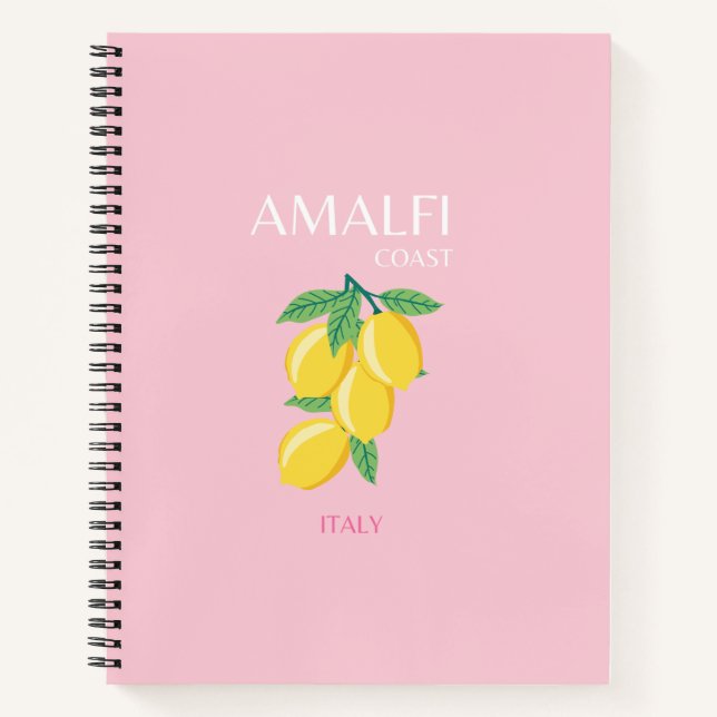 Amalfi Küste, Preppy Art, Rosa, Reisen Notizbuch (Vorderseite)