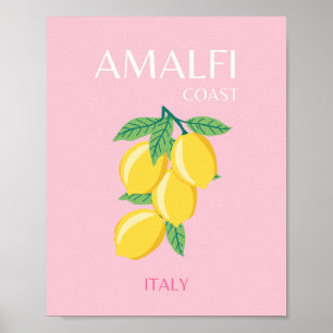Amalfi Küste, Preppy Art, Rosa, Reisen Poster
