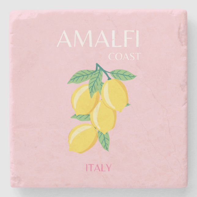 Amalfi Küste, Preppy Art, Rosa, Reisen Steinuntersetzer (Vorderseite)