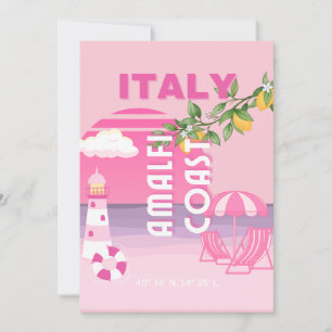 Amalfi Küste, Preppy Travel, Rosa Feiertagskarte