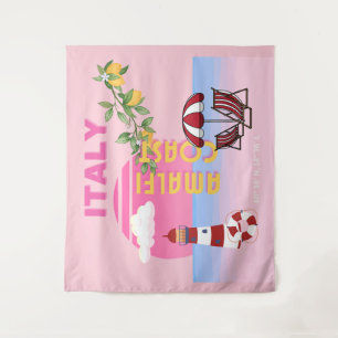 Amalfi Küste, Preppy Travel, Rosa Wandteppich