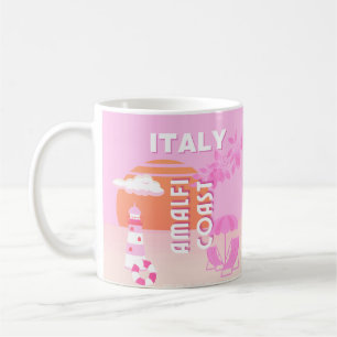 Amalfi Küste, Reisekunst, Preppy Travel, Rosa Kaffeetasse