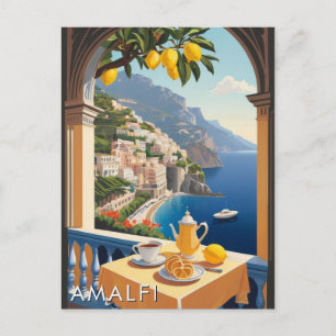 Amalfi Küste Romantische Landschaft Balkon Retro R Postkarte