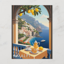 Amalfi Küste Romantische Landschaft Balkon Retro R Postkarte