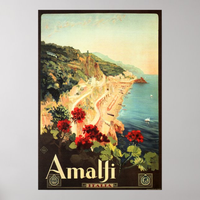 AMALFI KÜSTE SALERNO ITALIEN Vintag Italienische R Poster (Vorne)