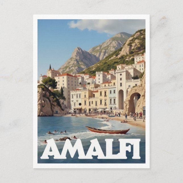Amalfi Küste Vintag Italien Reisen Postkarte (Vorderseite)